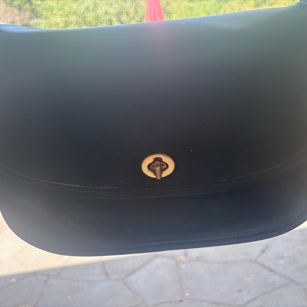Coach Black Leather City Bag with Gold Zipper